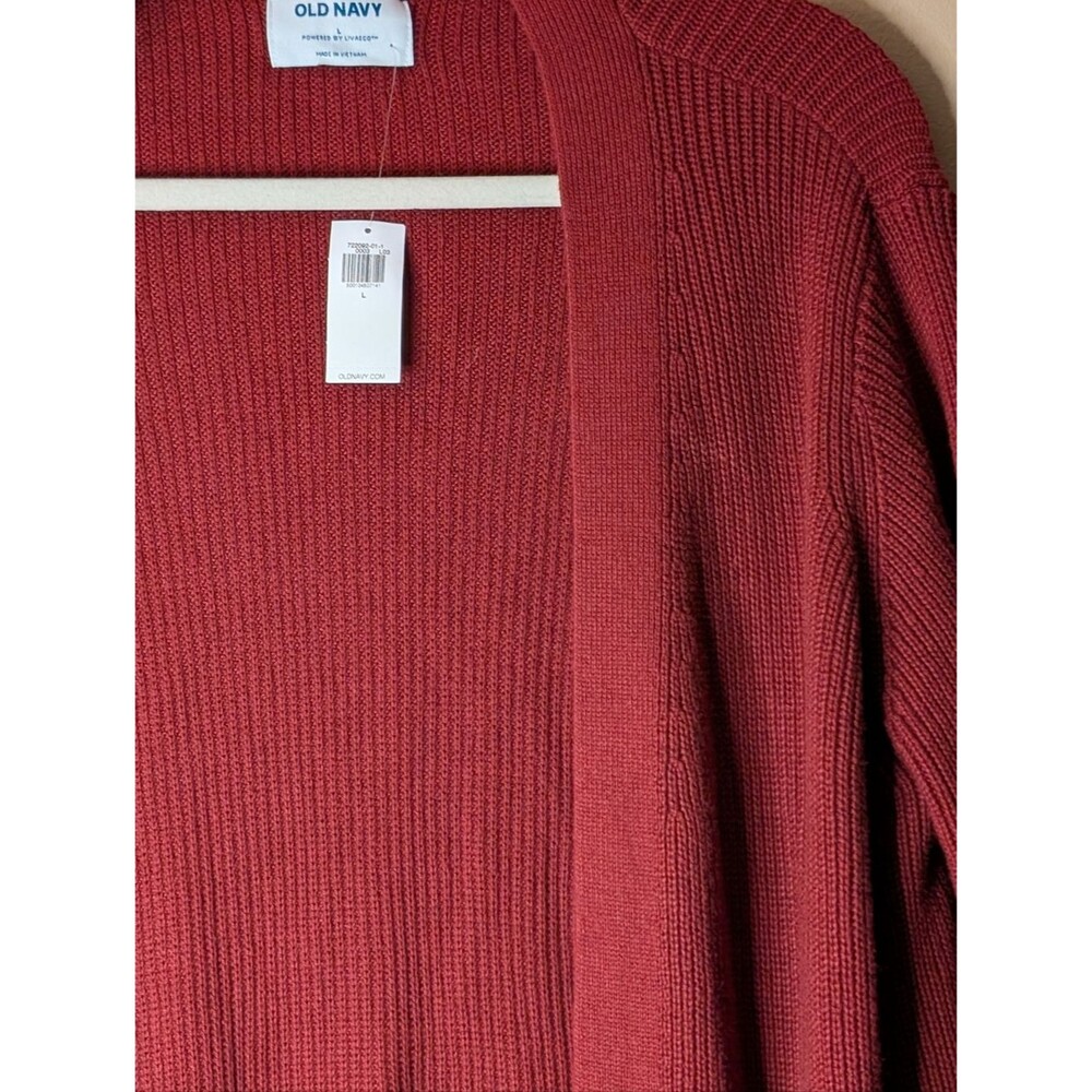 NWT Old Navy Shaker-Stitch Longline Open-Front Cardigan Sweater ribbed Large - Picture 6 of 7